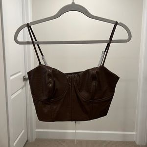 Express cropped brown leather top size medium! Brand new w/tags and never worn!